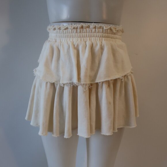 Womens LoveShackFancy Pale Yellow Cotton Tiered Mini Skirt XS - Picture 1 of 10